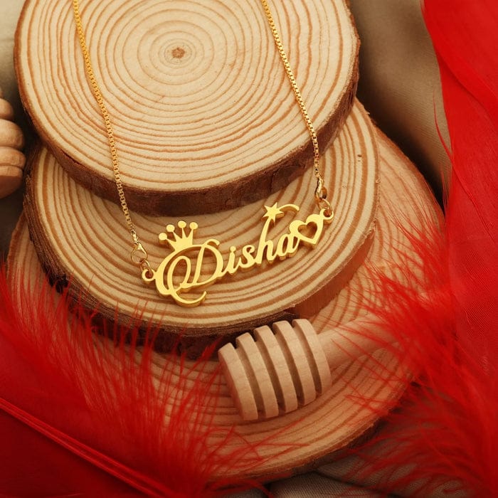 Crown Heart Name Necklace – Queen Edition