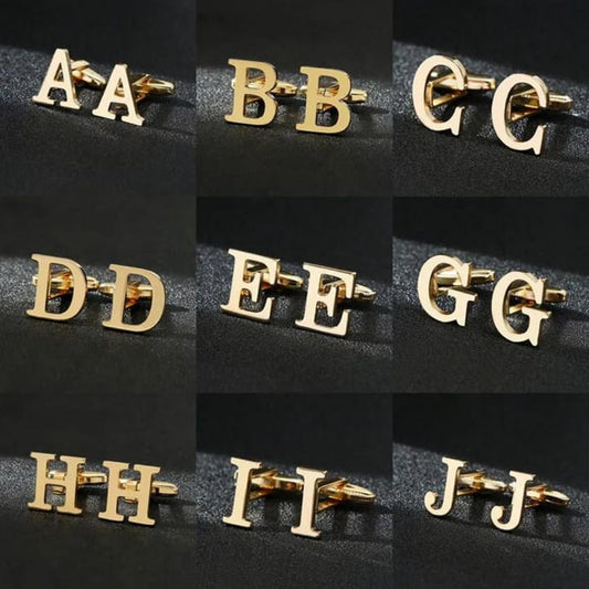 Double Initial Cufflinks – Bold Gold Finish
