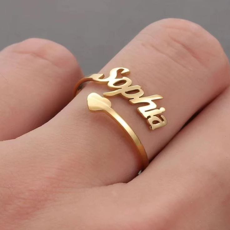 Heart Arrow Name Ring