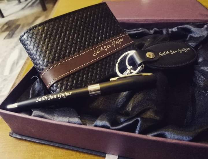 Customized Black Wallet & Keychain Combo – Premium Gift Set for Men