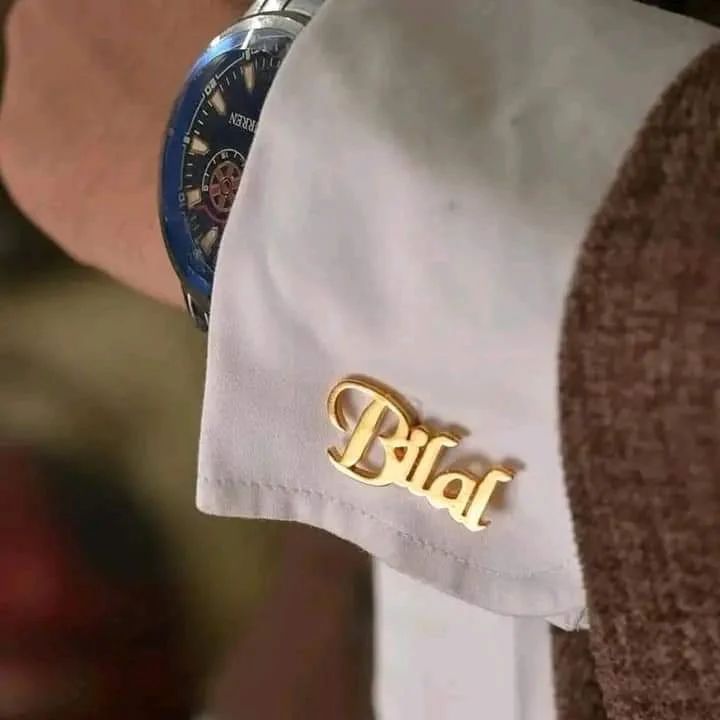 Bold Script Name Cufflink – Premium Gold Shine